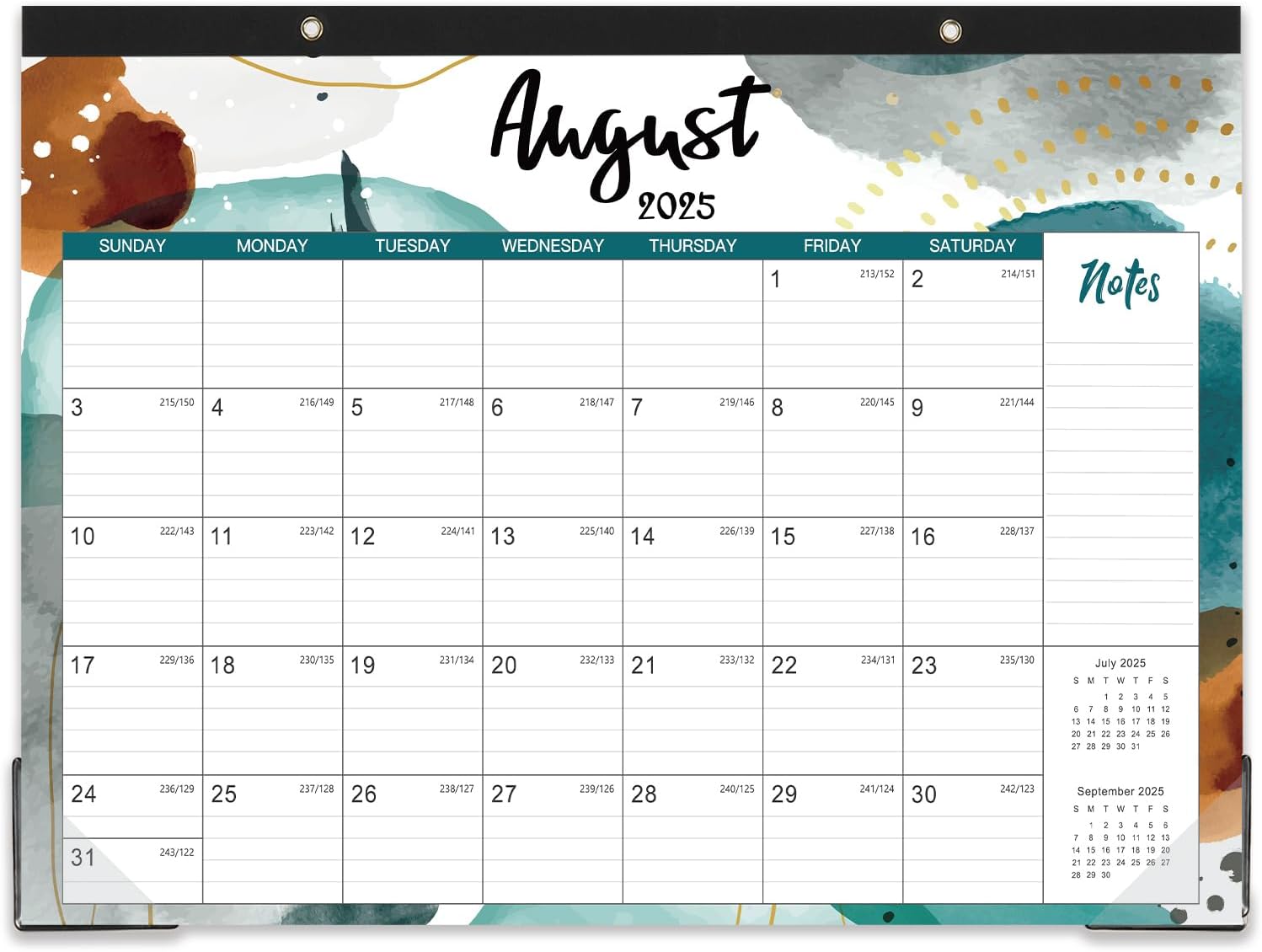 2025-2026 Desk Calendar - 17 Months Calendar from Aug. 2025 - Dec. 2026, 14.6" x 11.5", Calendar 2025-2026 with 2 Corner Protectors, Ruled Blocks with Julian Dates, Perfect Desk Calendar