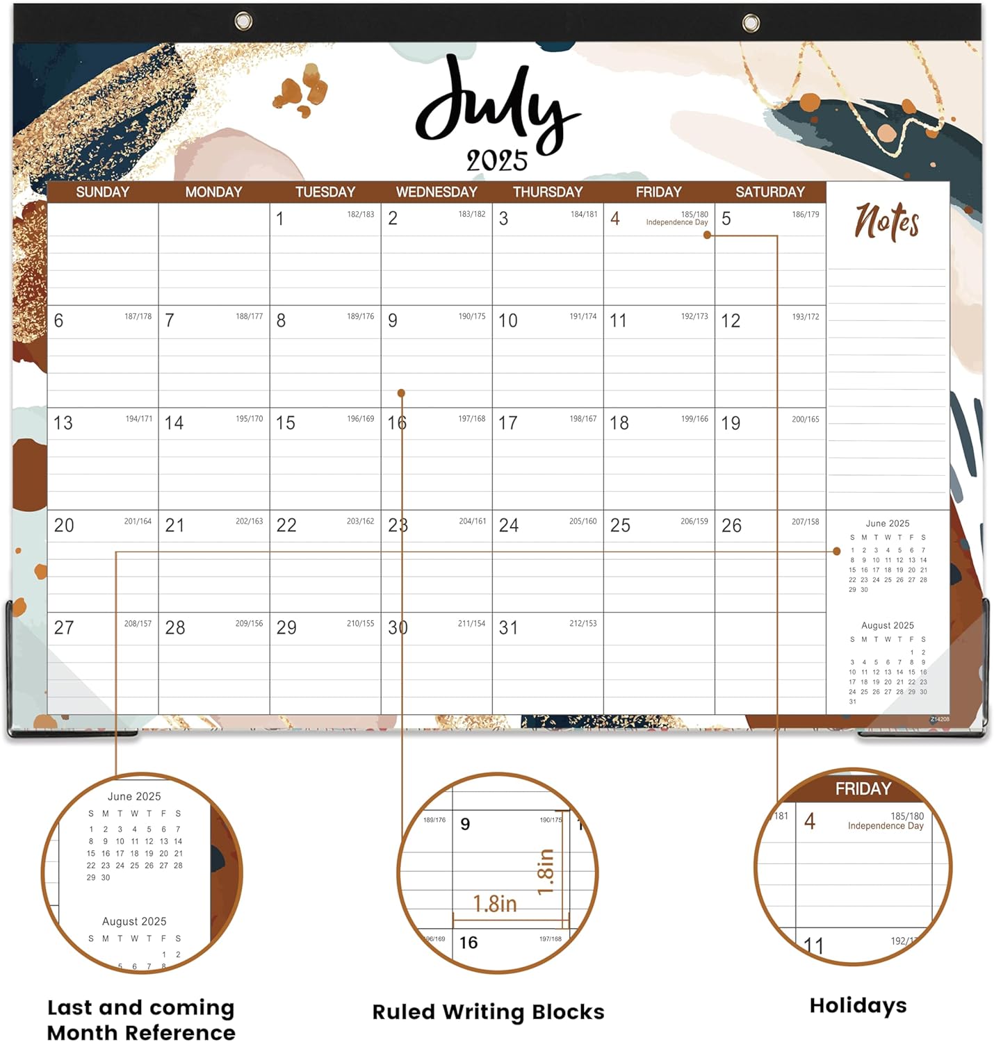 2025-2026 Desk Calendar - 17 Months Calendar from Aug. 2025 - Dec. 2026, 14.6" x 11.5", Calendar 2025-2026 with 2 Corner Protectors, Ruled Blocks with Julian Dates, Perfect Desk Calendar - Image 5