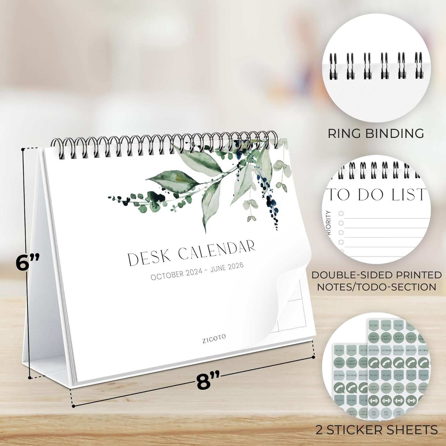 Aesthetic Desk Calendar 2025 - Runs until June 2026 - Beautiful Small Flip Desktop Calendar for Easy Organizing - Image 6