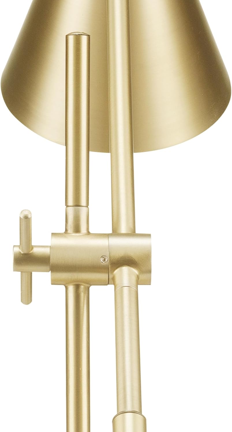 GLOBE Electric x Novogratz 52887 18" Desk Lamp, Matte Brass Finish, Adjustable Height, Balance Arm, Rotary Switch on Shade, Modern Lighting for Bedroom or Office, E26 Base 50W Bulb - Image 5