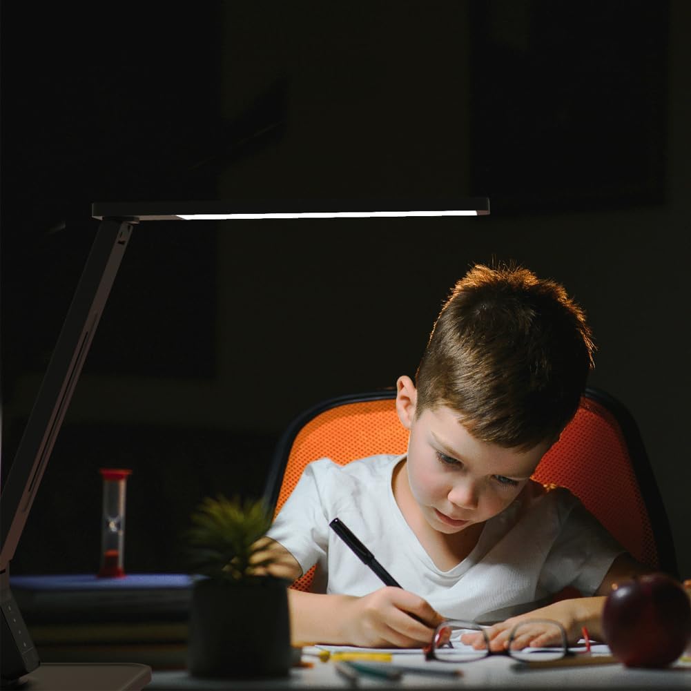 MAGIC LEAVES Desk Lamp, LED Dimmable Reading Light with Adjustable Lighting 5 Brightness Levels, 4 Light Colors and USB Charging Port Table Lamp (Piano Black) - Image 7