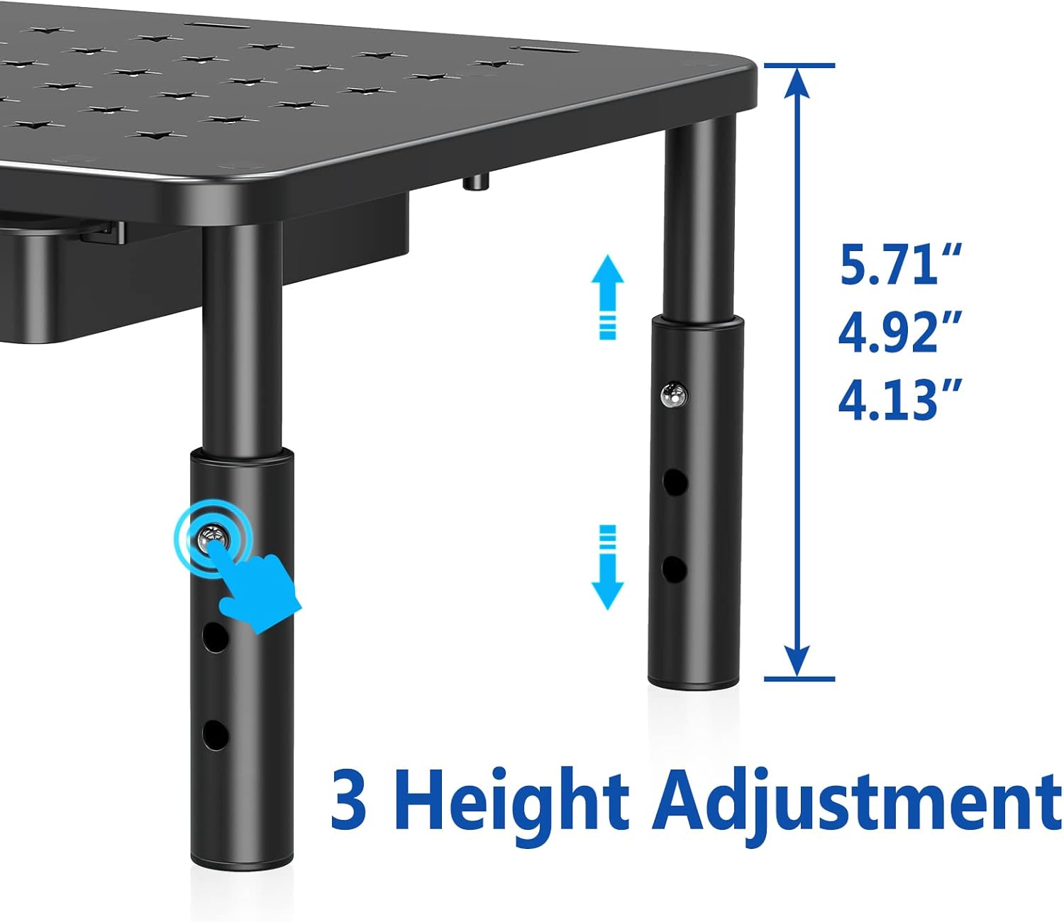 Zimilar 2 Pack Monitor Stand Riser with Drawer - 3 Height Adjustable Metal Monitor Stand with Unique Star Mesh for Computer Laptop Notebook Printer - Image 5
